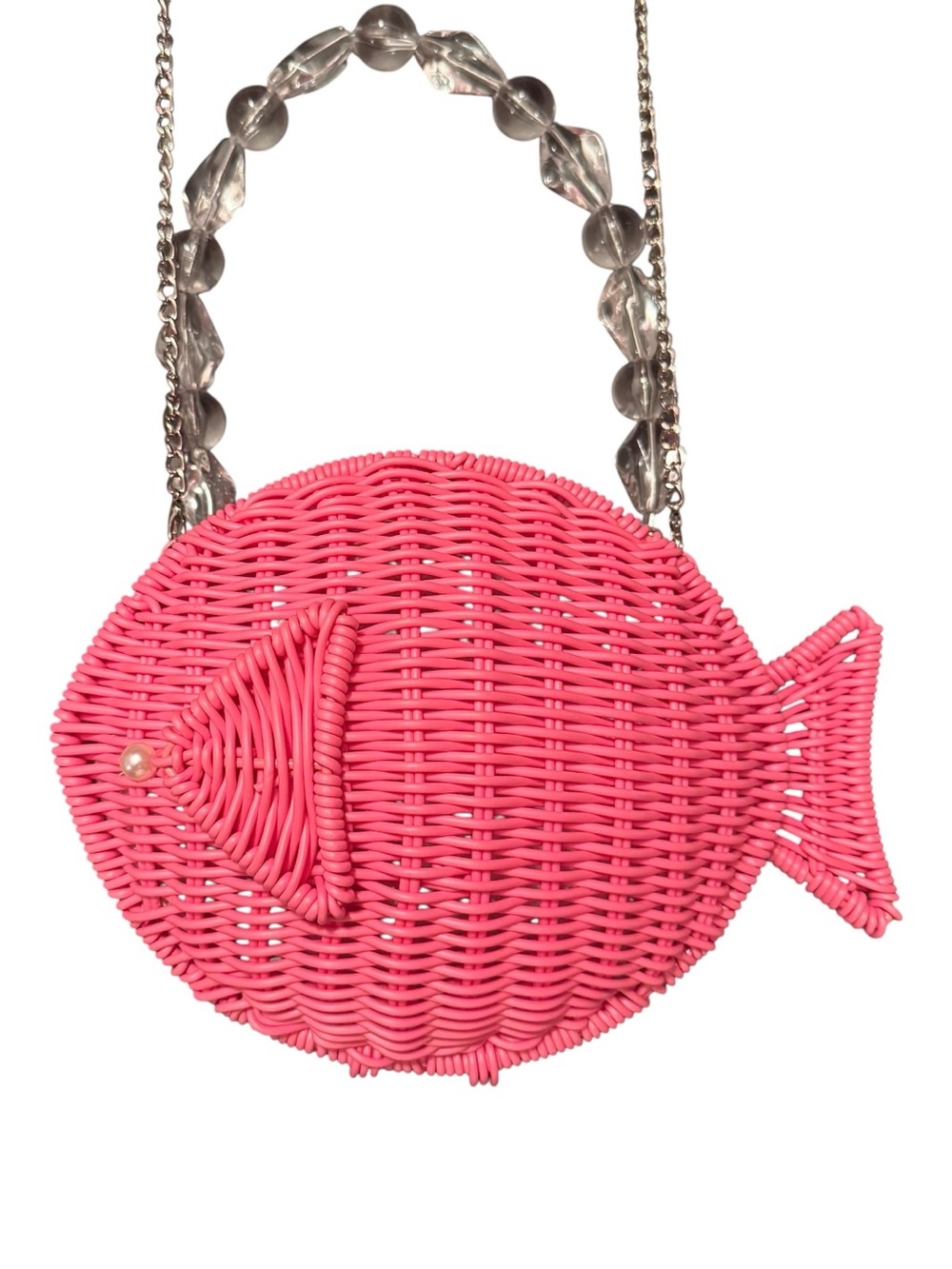 Viral Tommy Bahama Pink Wicker Fish Crossbody Bag Clutch NWT